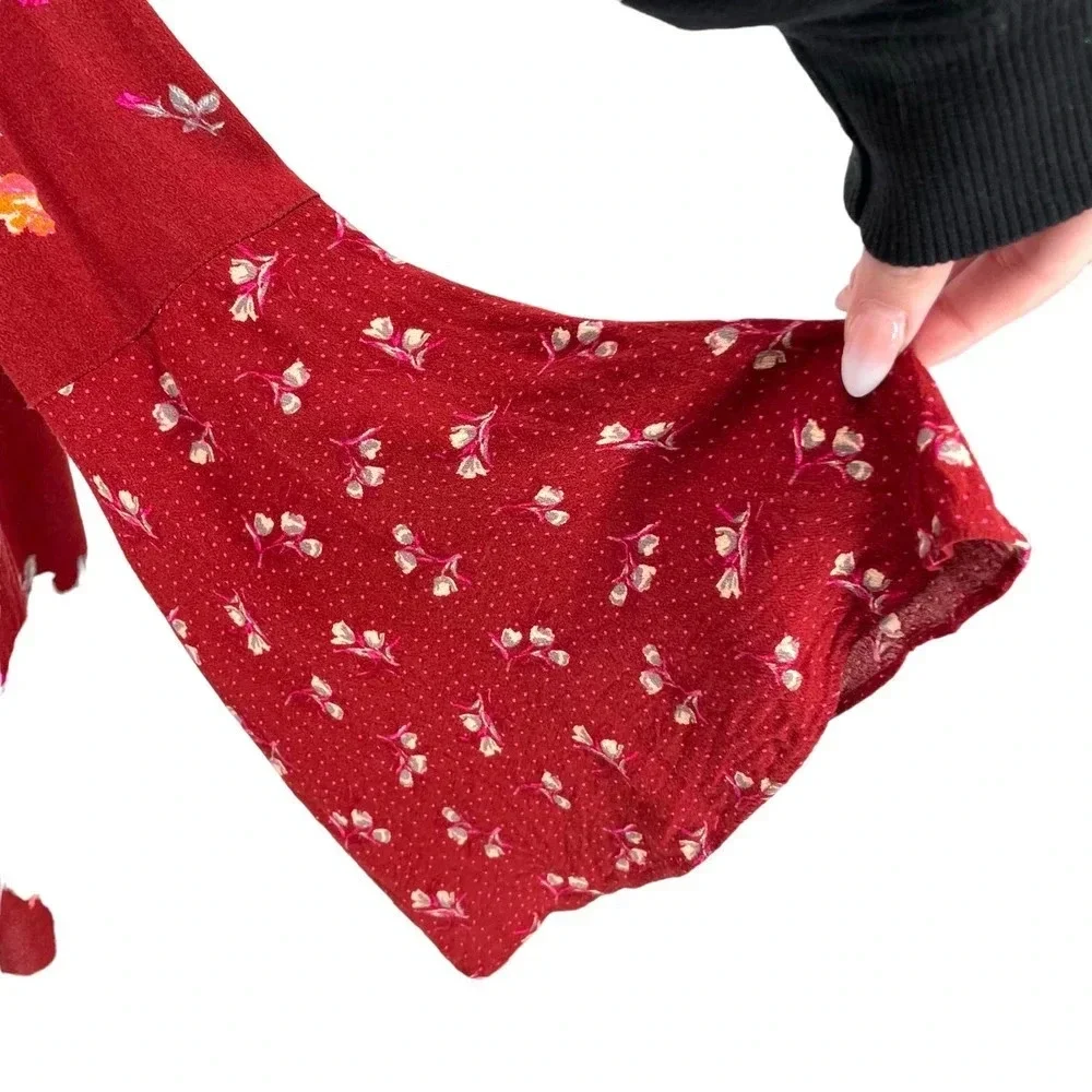 Free People Tate Tunic Dress in Vintage Combo Red Floral‎ Print Size Medium